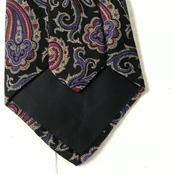 Pink Purple Silk Paisley Tie with Gray & Black - Picture 5 of 13